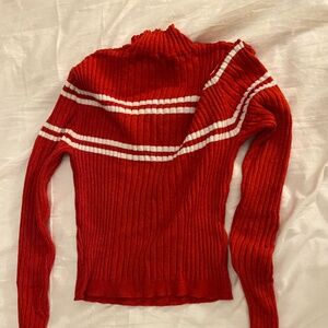 Sweater red with white stripes